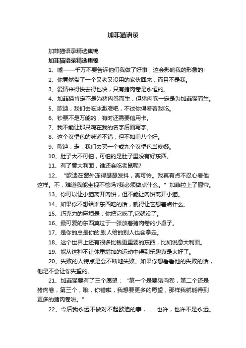 加菲猫语录精选集锦