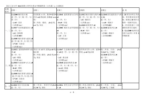 南京工业大学2018级硕士研究生第2学期课程表(公共课)