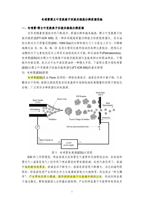 电喷雾傅立叶变换离子回旋共振高分辨质谱实验
