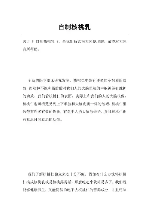 自制核桃乳