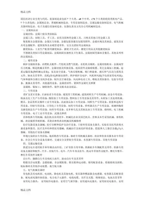 (整理)装备制造业分类