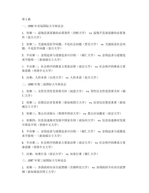 国际大专辩论赛所有辩题(3篇)