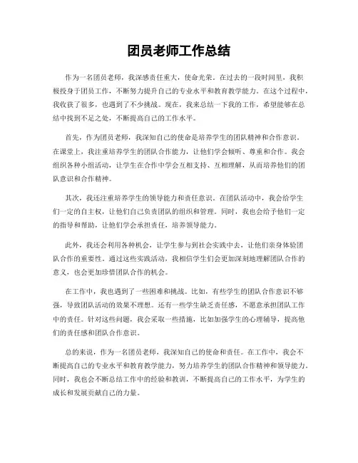 团员老师工作总结