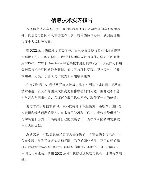 信息技术实习报告
