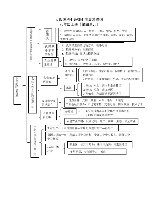 人教版初中地理中考总复习提纲八年级上册第四课时