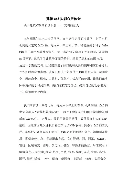 建筑cad实训心得体会