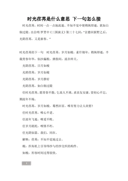 高三复习-时光荏苒是什么意思 下一句怎么接