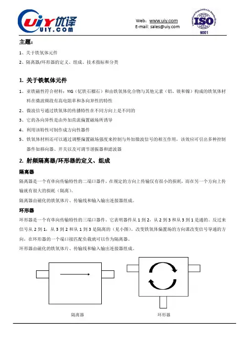 射频隔离器射频环形器----铁氧体元件