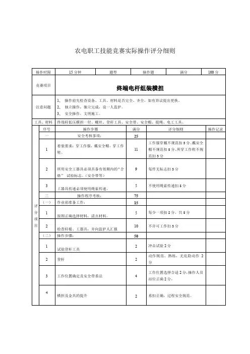 农电工技能竞赛实际操作评分细则