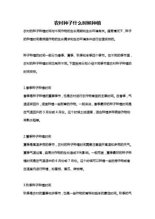 农村种子什么时候种植