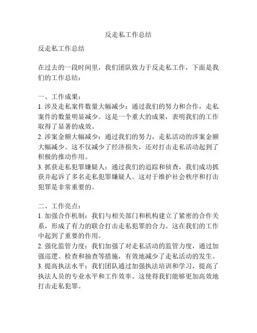 反走私工作总结