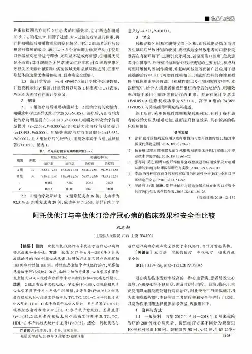 阿托伐他汀与辛伐他汀治疗冠心病的临床效果和安全性比较