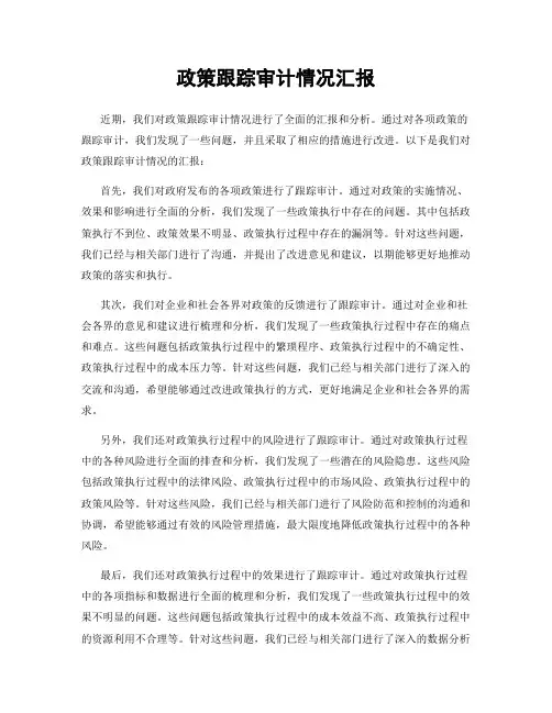 政策跟踪审计情况汇报