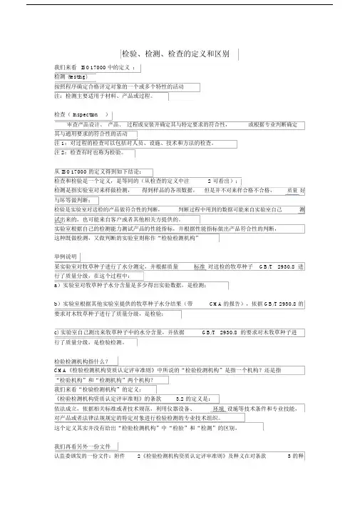 检验、检测、检查的定义与区别,检验检测机构指什么？.doc