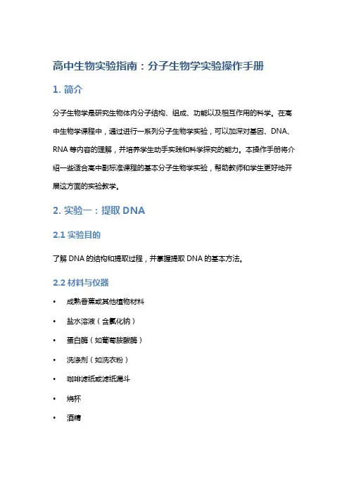 高中生物实验指南：分子生物学实验操作手册