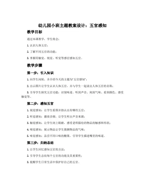 幼儿园小班主题教案设计：五官感知