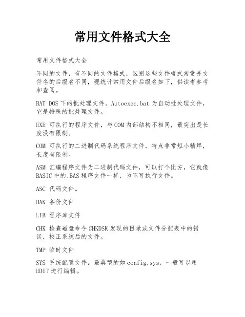 常用文件格式大全
