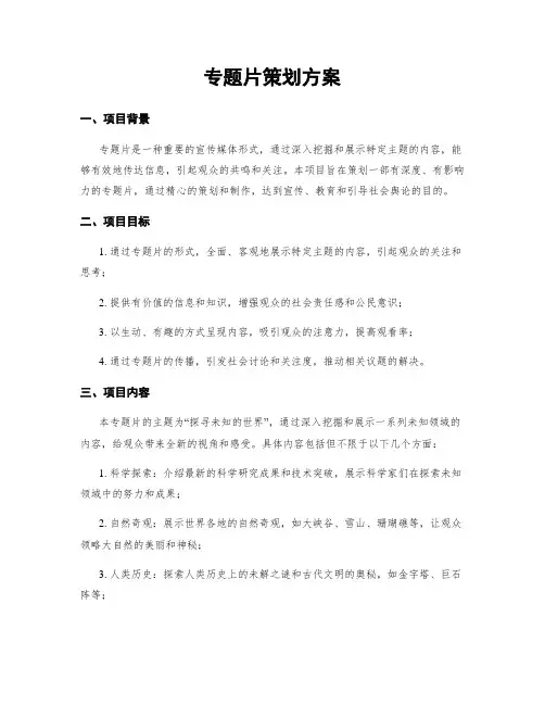 专题片策划方案