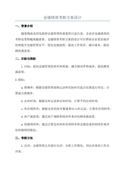 仓储绩效考核方案设计