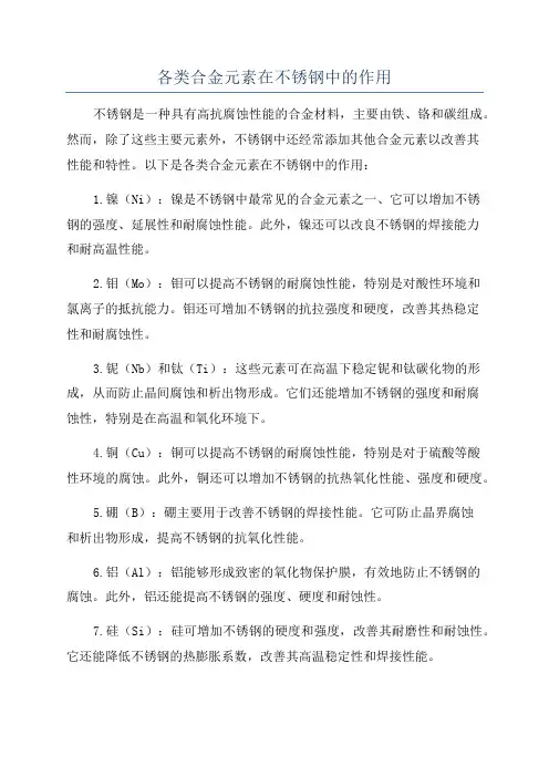 各类合金元素在不锈钢中的作用