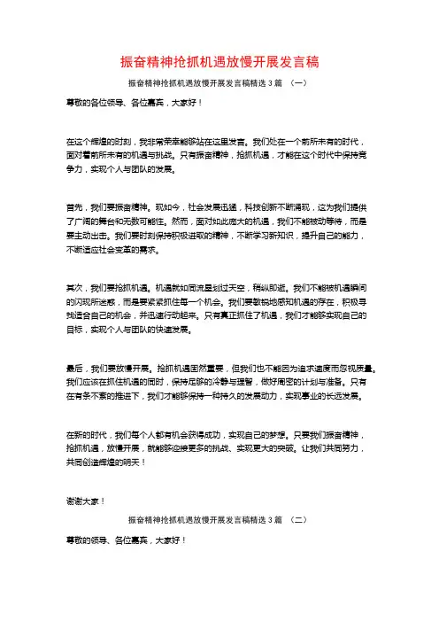 振奋精神抢抓机遇放慢开展发言稿3篇