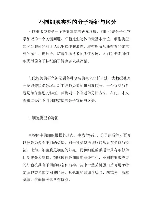 不同细胞类型的分子特征与区分