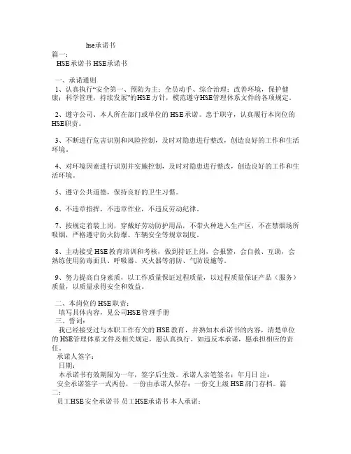 hse承诺书