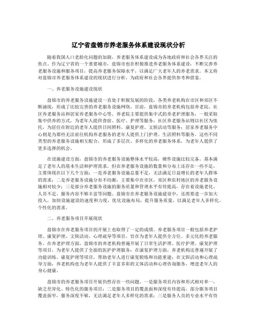 辽宁省盘锦市养老服务体系建设现状分析