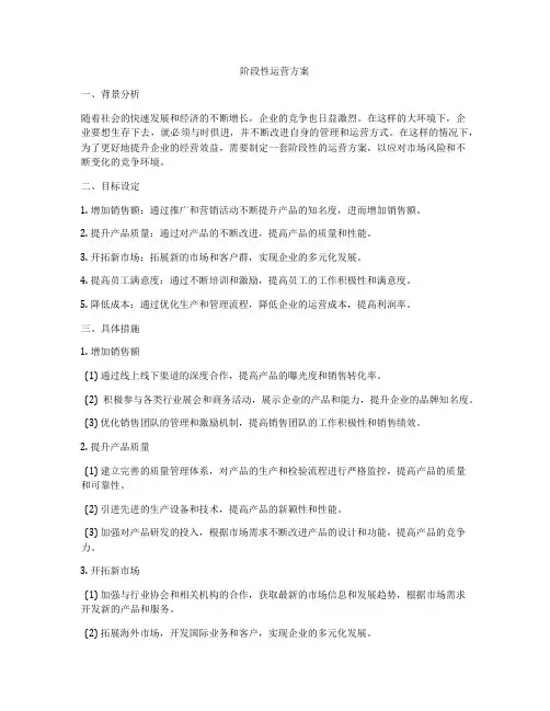 阶段性运营方案