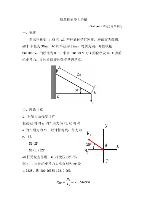 Workbench结构分析20例--简单桁架分析