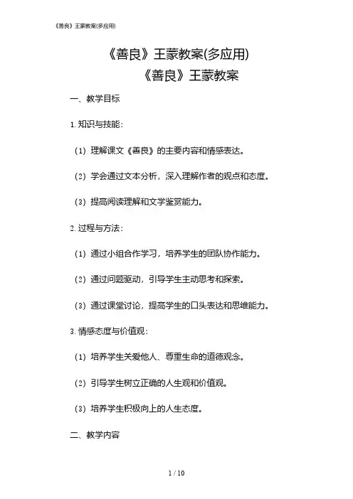 2024年《善良》王蒙教案(多应用)