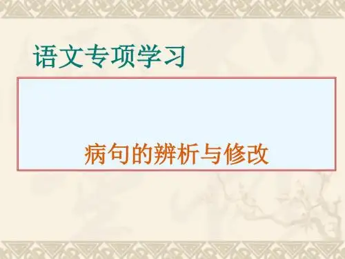 天津市滨海新区大岗沙井子学校2018届九年级中考复习语文课件：病句指导 (共20张PPT)