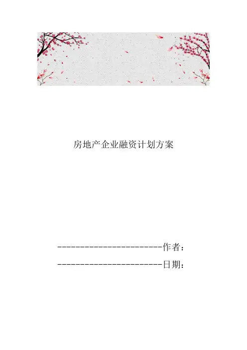房地产企业融资计划方案