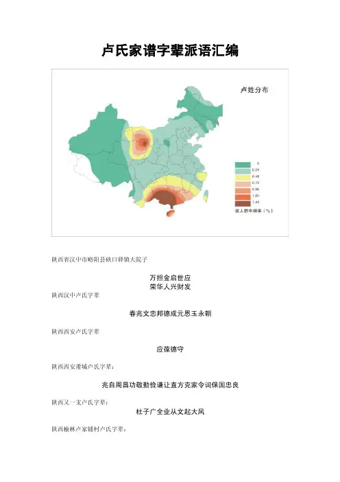 全国各省卢氏辈分收集