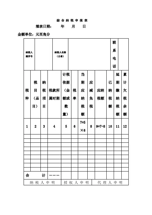 综合纳税申报表