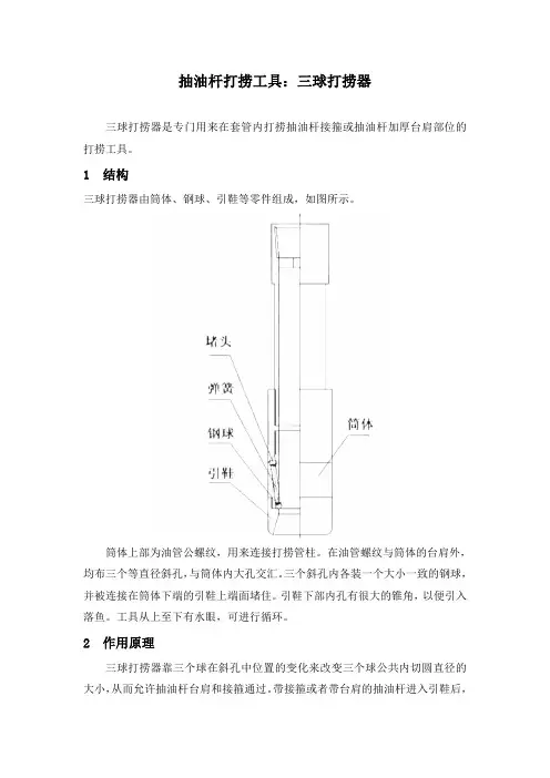 石油工程技术  井下作业  抽油杆打捞工具：三球打捞器