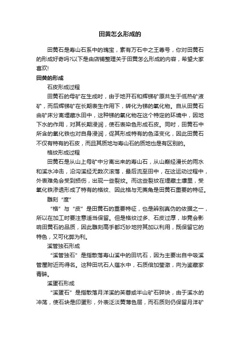 田黄怎么形成的