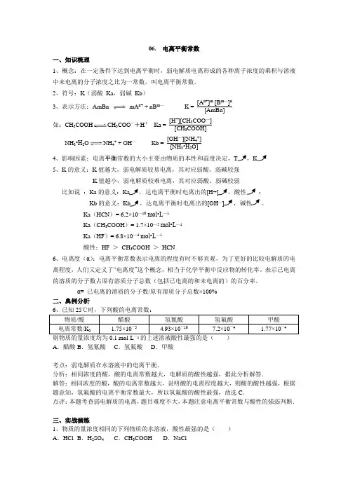 06电离平衡常数