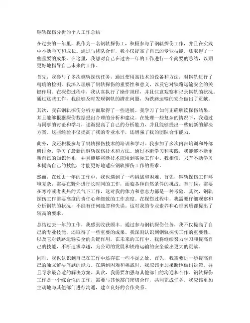钢轨探伤分析的个人工作总结