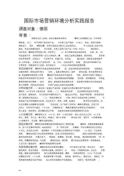 国际市场营销环境分析实践报告-精选