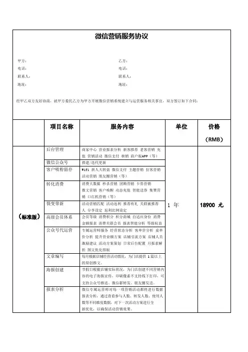 微信自媒体营销协议
