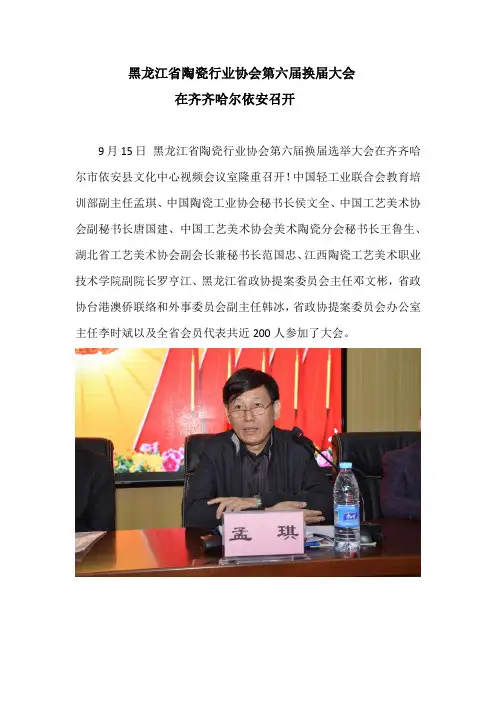 黑龙江省陶瓷行业协会换届大会在齐齐哈尔依安召开