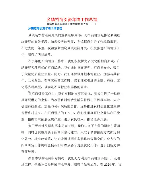 乡镇招商引资年终工作总结2篇