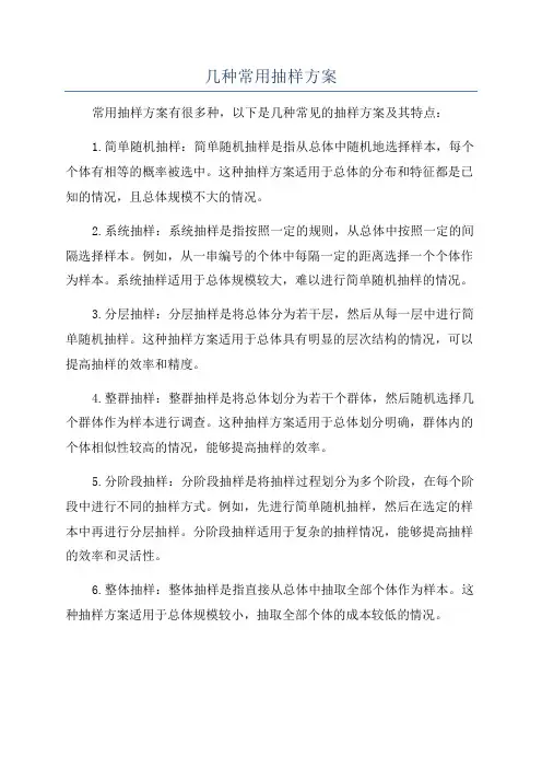 几种常用抽样方案