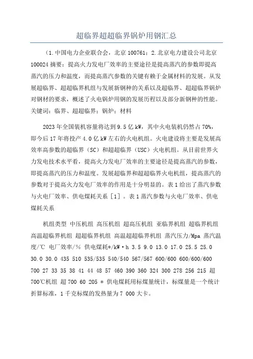 超临界超超临界锅炉用钢汇总