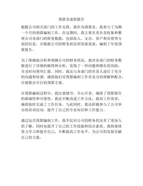 预算员述职报告