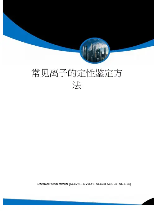 常见离子的定性鉴定方法完整版