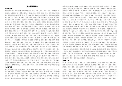 初中语文文言文诗词易错字