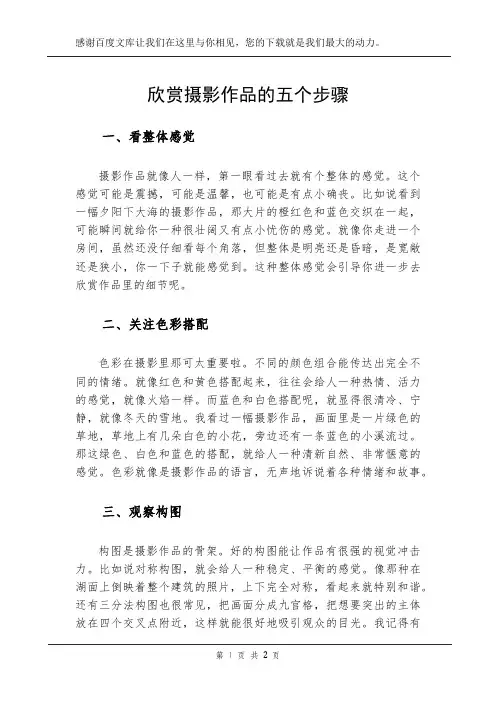 欣赏摄影作品的五个步骤