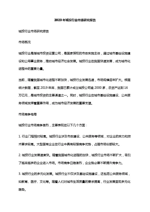 2023年城投行业市场研究报告